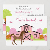 Jolie Barn Horse Anniversaire Fête Invitations (Devant / Derrière)