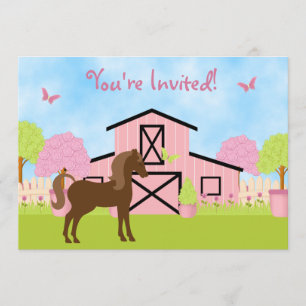 Jolie Barn Horse Invitations de fête d'anniversair