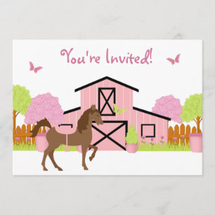 Jolie Barn Horse Invitations de fête d'anniversair