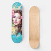 Jolie belle femme Skin Art sur Skateboard (Recto)