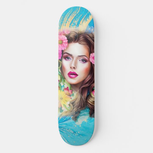 Jolie belle femme Skin Art sur Skateboard (Recto)
