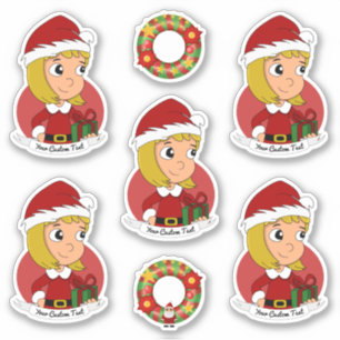 Jolie blonde fille dessin animé de Noël Sticker