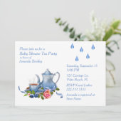 Jolie Blue Baby shower Tea Party Invitation (Debout devant)