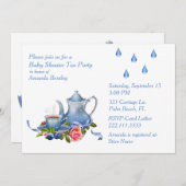 Jolie Blue Baby shower Tea Party Invitation (Devant / Derrière)