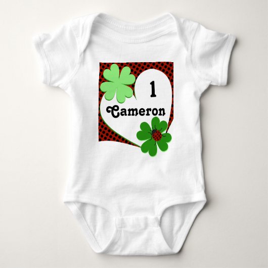 Jolie Body Bébé 1er Anniversaire Lady Bug & Trèfle (Devant)