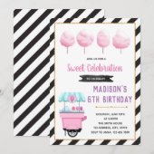 Jolie bonbon de coton sucré invitation (Devant / Derrière)