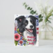Jolie Bordure Collie 4 juillet Carte postale (Debout devant)