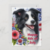 Jolie Bordure Collie 4 juillet Carte postale (Devant / Derrière)