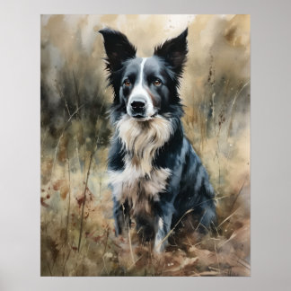 Jolie bordure Collie Chien Art Imprimer Poster