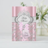 Jolie Bow Tiara Princess Baby shower Invitation (Debout devant)