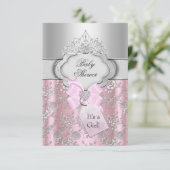 Jolie Bow & Tiara Princess Baby shower Invitation (Debout devant)