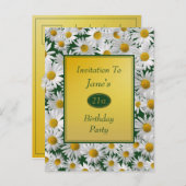 Jolie Bright Daisy Anniversaire Fête Invitation (Devant / Derrière)