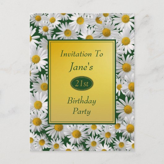Jolie Bright Daisy Anniversaire Fête Invitation (Devant)