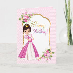 Jolie Brunette Princess Carte de voeux Anniversair