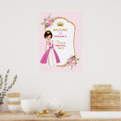 Jolie Brunette Princess Poster de fête d'anniversa (Cuisine)