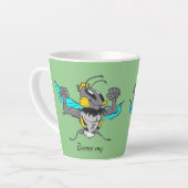 Jolie Bumble Bee Cartoon Cust.Texte Vert Latte Mug (Angle gauche)
