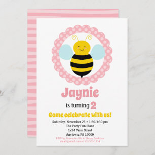 Jolie Bumble Bee Girls Invitation Anniversaire