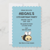 Jolie Bumble Bee Invitations de fête d'anniversair (Dos)