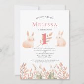 Jolie Bunny Girls 1er Invitation anniversaire (Devant)