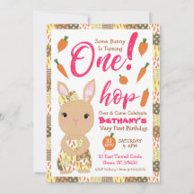 Jolie Bunny Invitation Anniversaire Pour Fille