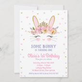 Jolie Bunny Invitations Anniversaire Filles Lapin (Devant)