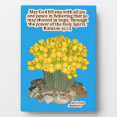 Jolie Cactus Écriture Fleur Plaque Romans 15:13 (Devant)