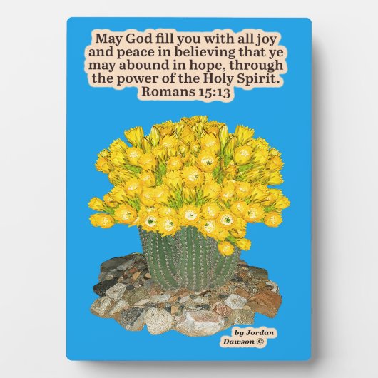 Jolie Cactus Écriture Fleur Plaque Romans 15:13 (Devant)