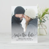 Jolie Calligraphie Photo Enregistrer La Carte Date (Debout devant)