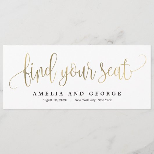 Jolie calligraphie Trouvez votre carte de siège (Devant)