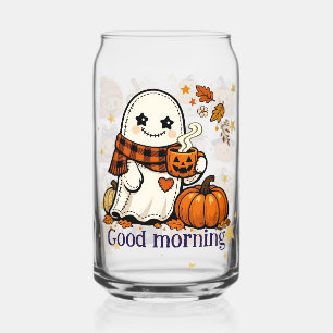 Jolie canette de café glacé Halloween avec fantôme
