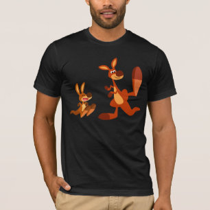 Jolie caricature Kangaroo T-shirt papa et son
