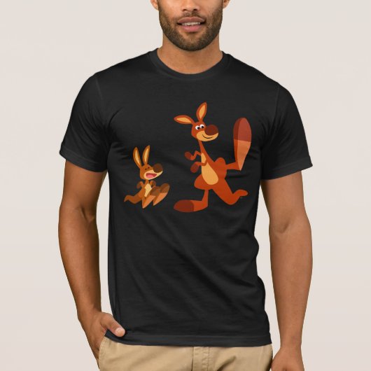 Jolie caricature Kangaroo T-shirt papa et son (Devant)