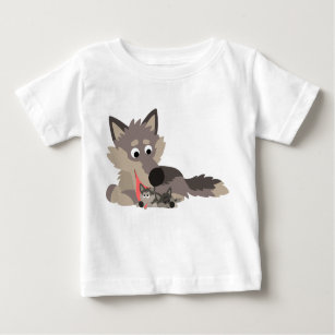 Jolie caricature papa Wolf et chips Baby T-shirt