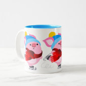 Jolie caricature Patinage sur glace Cochon Mug (Devant gauche)