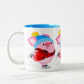 Jolie caricature Patinage sur glace Cochon Mug (Gauche)