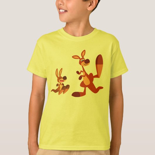 Jolie caricature T-shirt enfant papa et fils Kanga (Devant)