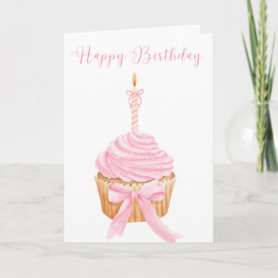 Jolie carte Anniversaire de Cupcake rose