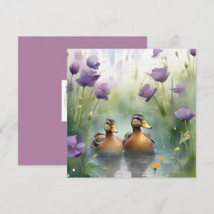 Jolie carte canard aquarelle et fleurs sauvages vi