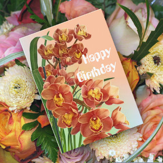 Jolie carte d'anniversaire aux orchidées d'hiver o