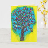 Jolie carte d'anniversaire d'arbre (Fleur jaune)