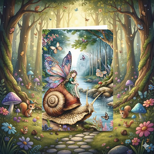 Jolie carte d'anniversaire de terre fée avec color