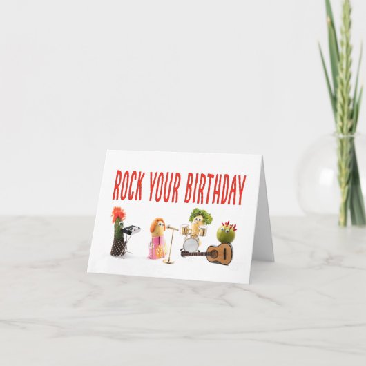 Jolie carte d'anniversaire faites danser vos légum (Devant)