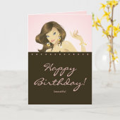 Jolie carte d'anniversaire femme rose (Fleur jaune)