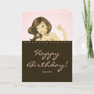 Jolie carte d'anniversaire femme rose
