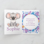 jolie carte d'anniversaire fille koala (Intérieur)