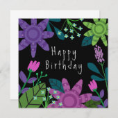 Jolie carte d'anniversaire florale colorée (Devant / Derrière)