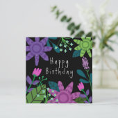 Jolie carte d'anniversaire florale colorée (Debout devant)