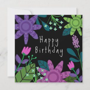Jolie carte d'anniversaire florale colorée