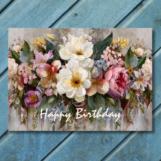 Jolie carte d'anniversaire florale de fleurs sauva