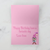 Jolie carte d'anniversaire Gnome rose (Intérieur)